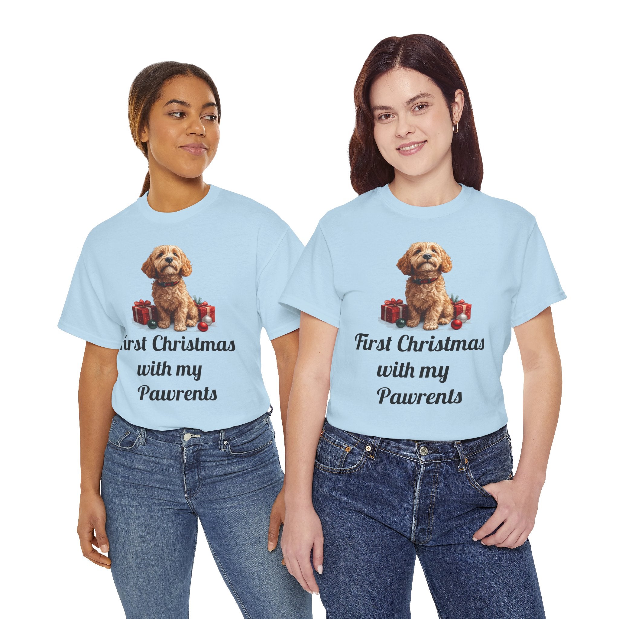 First Christmas with My Pawrents Goldendoodle Puppy T-Shirt, Gift for Her, Gift for Him, New Puppy Owners