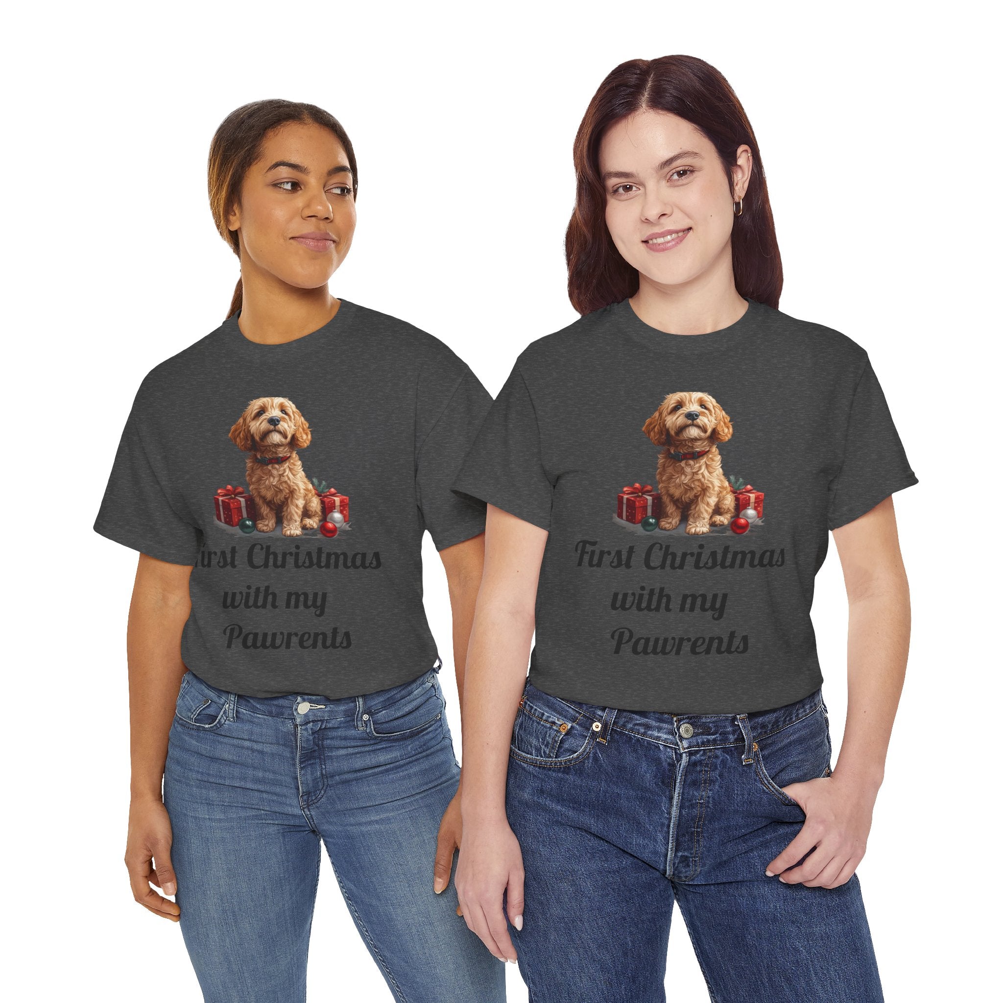 First Christmas with My Pawrents Goldendoodle Puppy T-Shirt, Gift for Her, Gift for Him, New Puppy Owners