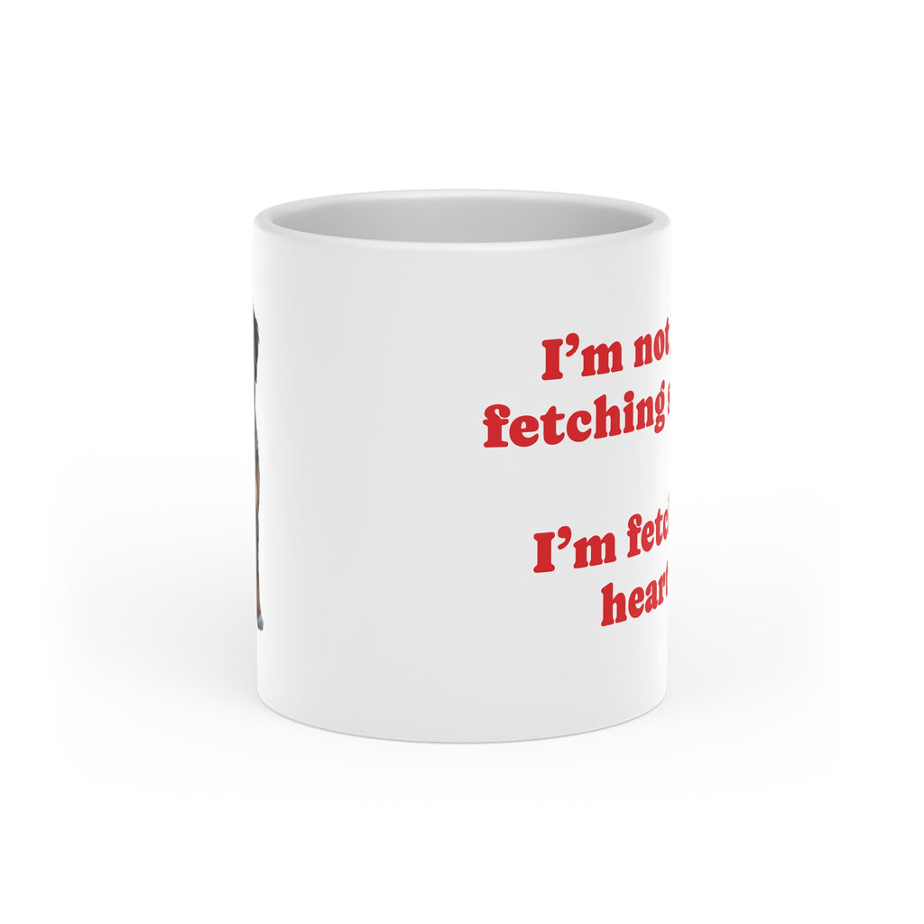 Aussiedoodle “I'm Not Just Fetching Sticks, I'm Fetching Hearts Heart-Shaped Mug | Aussiedoodle Dog Design