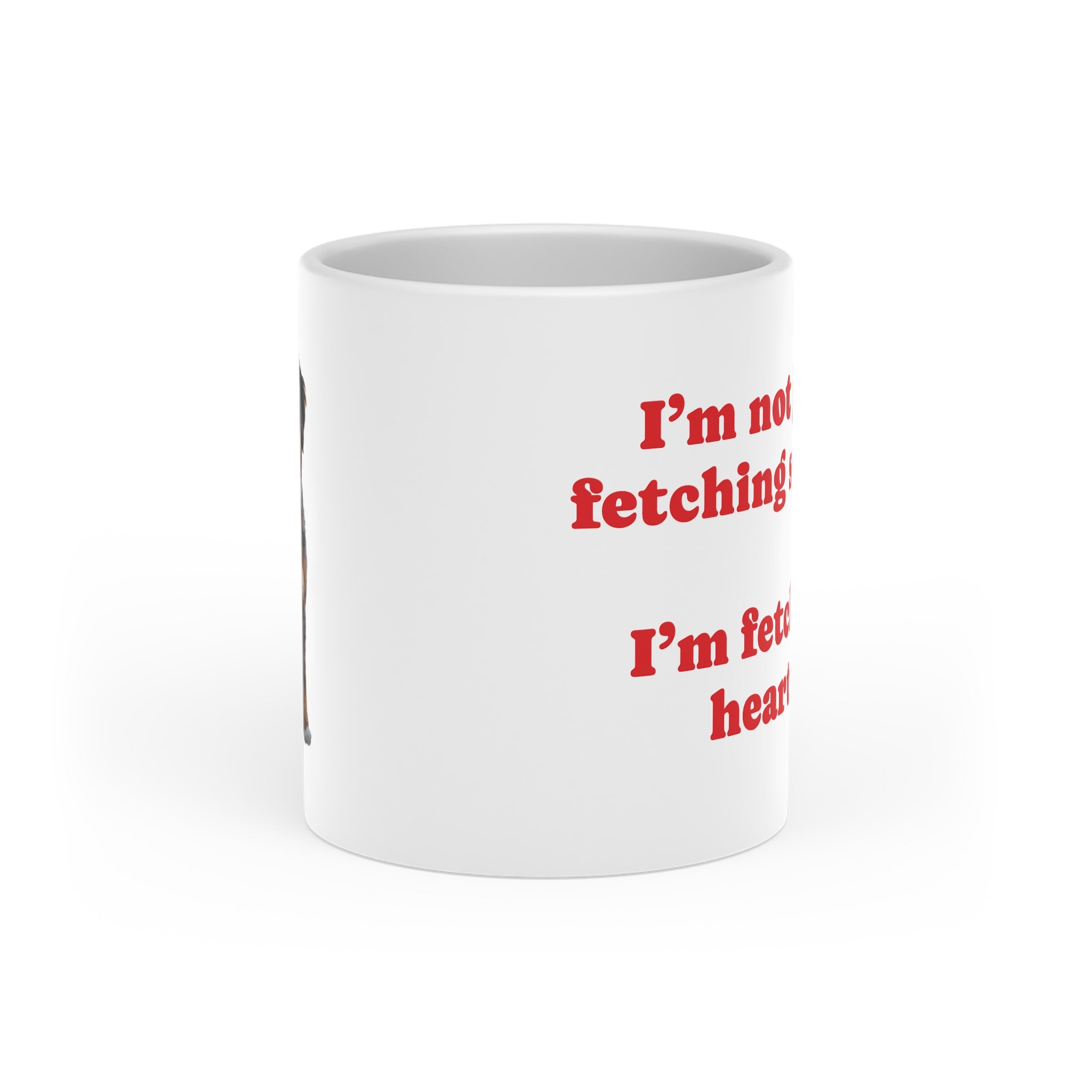 Aussiedoodle “I'm Not Just Fetching Sticks, I'm Fetching Hearts Heart-Shaped Mug | Aussiedoodle Dog Design