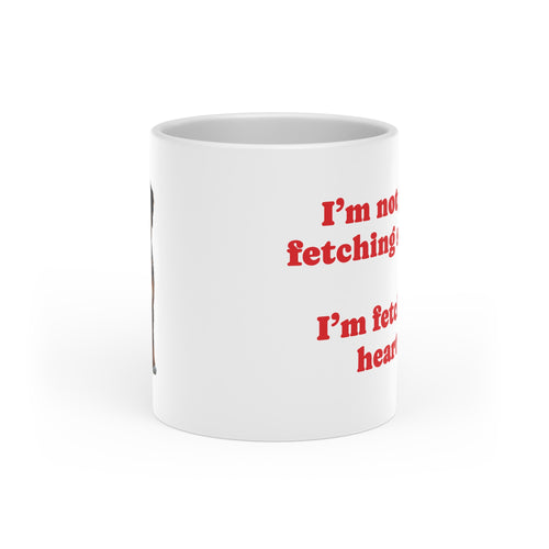 Aussiedoodle “I'm Not Just Fetching Sticks, I'm Fetching Hearts Heart-Shaped Mug | Aussiedoodle Dog Design