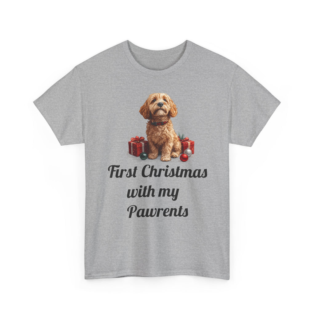 First Christmas with My Pawrents Goldendoodle Puppy T-Shirt, Gift for Her, Gift for Him, New Puppy Owners