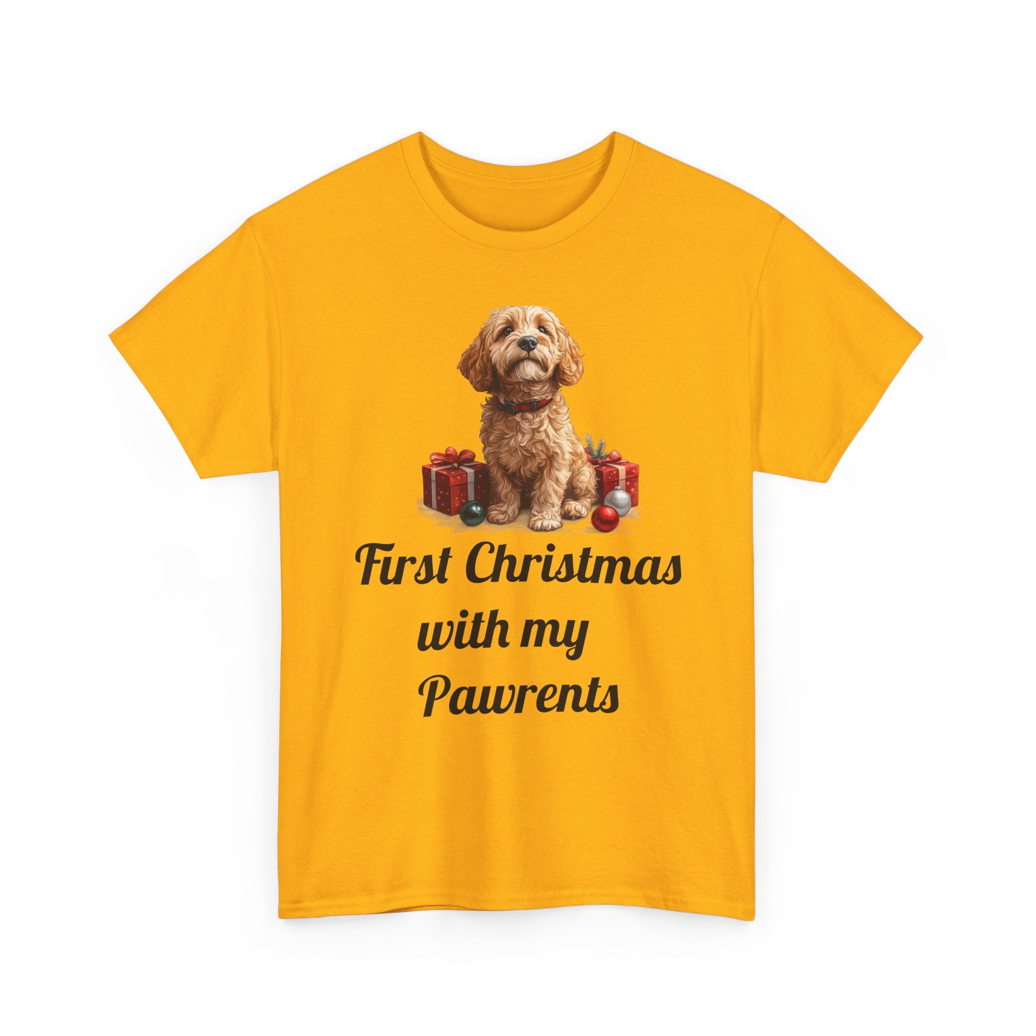 First Christmas with My Pawrents Goldendoodle Puppy T-Shirt, Gift for Her, Gift for Him, New Puppy Owners