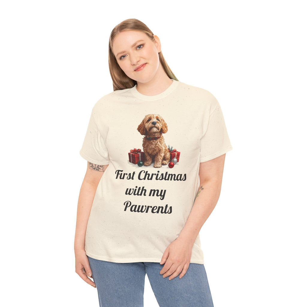 First Christmas with My Pawrents Goldendoodle Puppy T-Shirt, Gift for Her, Gift for Him, New Puppy Owners