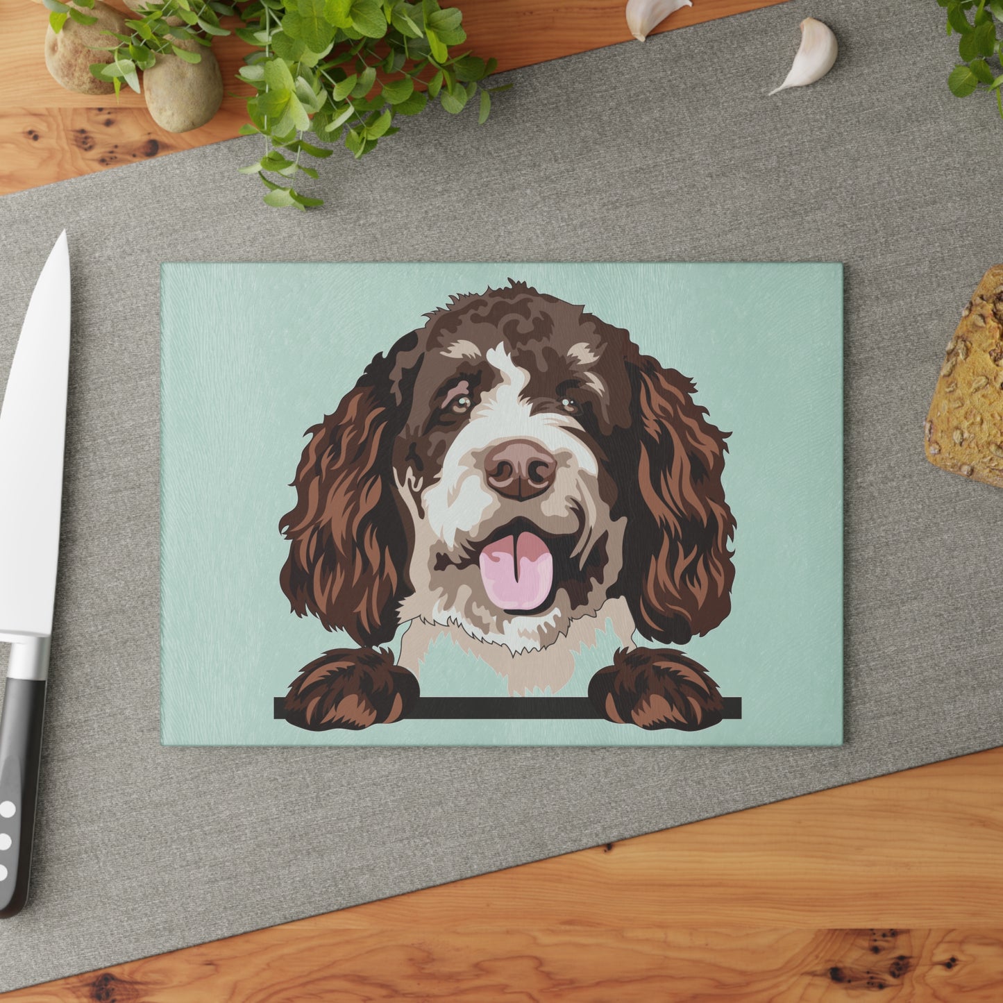 Bernedoodle Dog Glass Cutting Board - Pet Lover Gift, Kitchen Decor, Dog Portrait Art, Gift for Dog Owners, Gift for Her