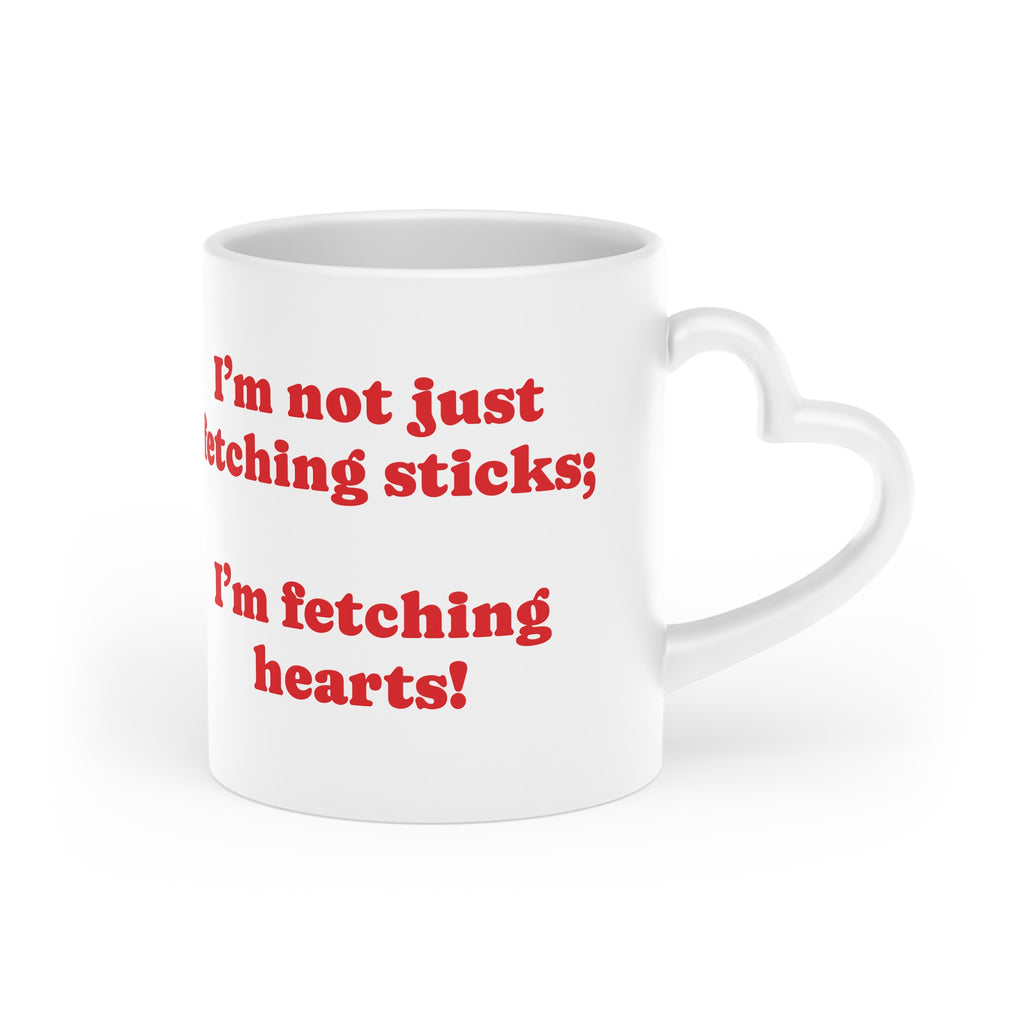 Aussiedoodle “I'm Not Just Fetching Sticks, I'm Fetching Hearts Heart-Shaped Mug | Aussiedoodle Dog Design