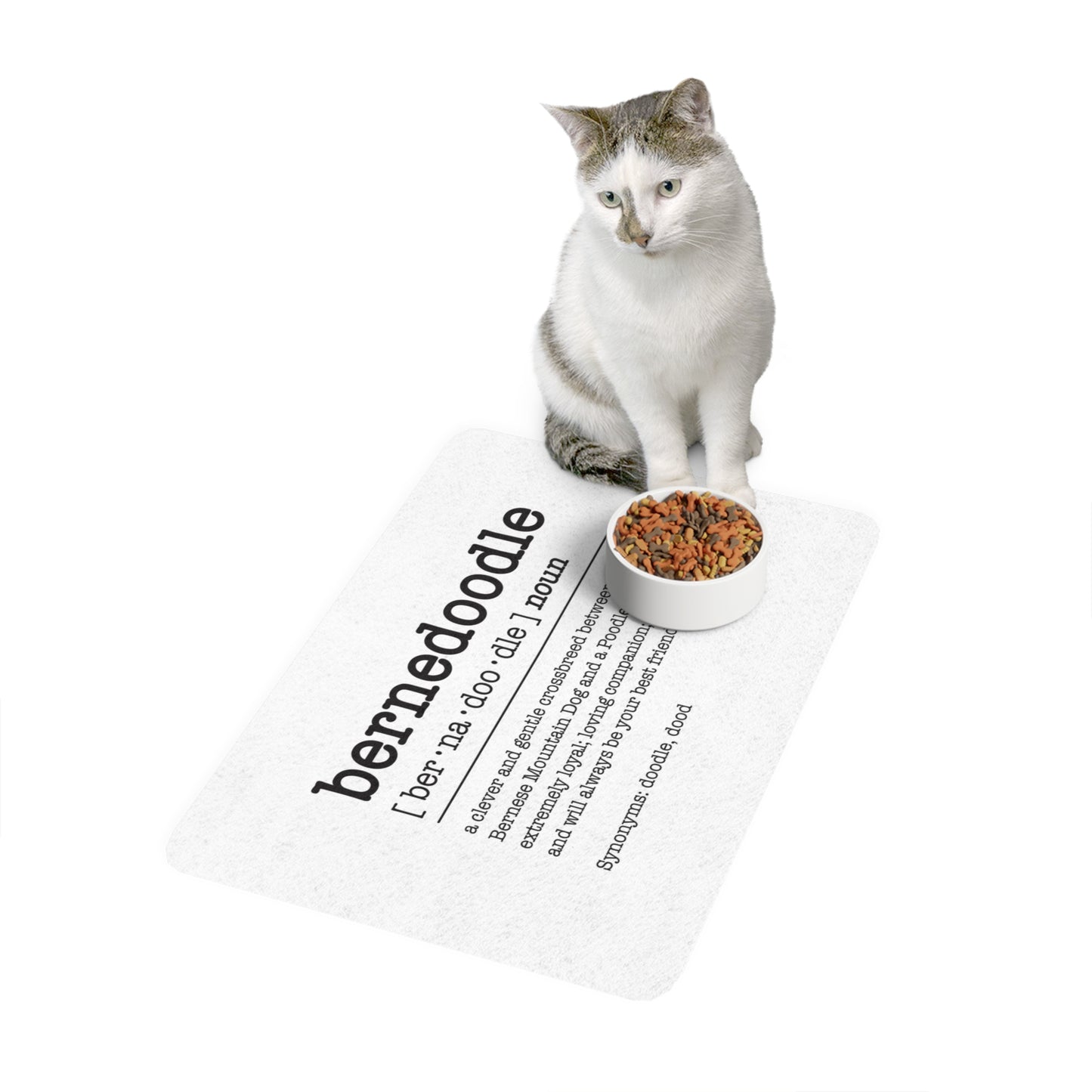 Pet Food Mat - Bernedoodle Definition, Dog Feeding Mat, Pet Decor, Pet Gift, Customizable Dog Mat