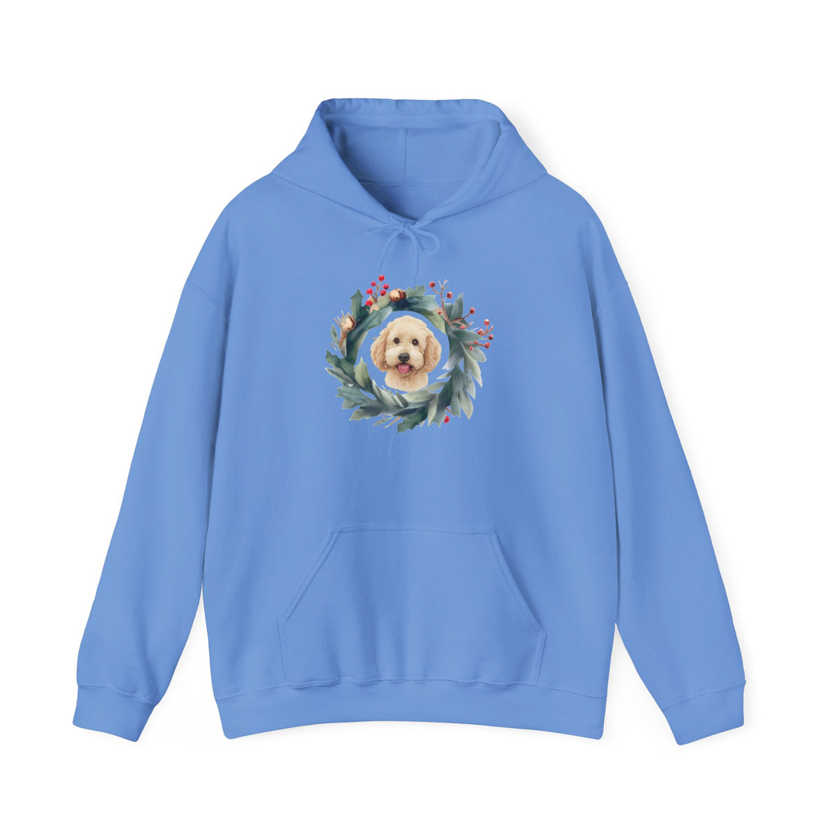 GoldenDoodle within Christmas Wreath, Unisex Heavy Blend™ Hooded Sweatshirt,