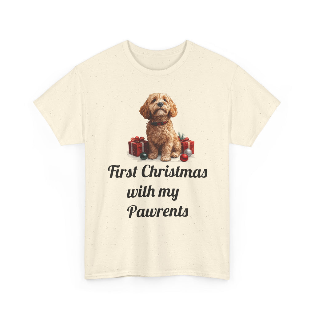 First Christmas with My Pawrents Goldendoodle Puppy T-Shirt, Gift for Her, Gift for Him, New Puppy Owners
