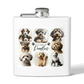 Doodles Collage 6oz Stainless Steel Flask – Cute Dog Portrait Hip Flask for Pet Lovers, Gift for Doodle Owners