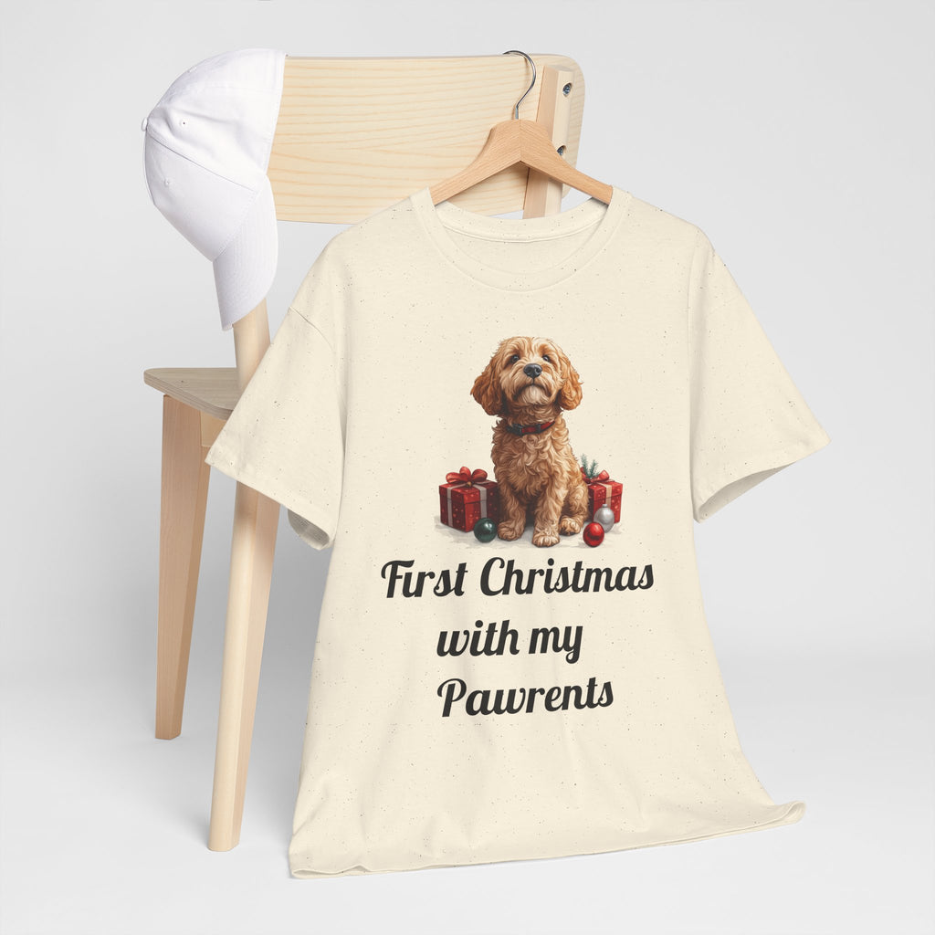 First Christmas with My Pawrents Goldendoodle Puppy T-Shirt, Gift for Her, Gift for Him, New Puppy Owners