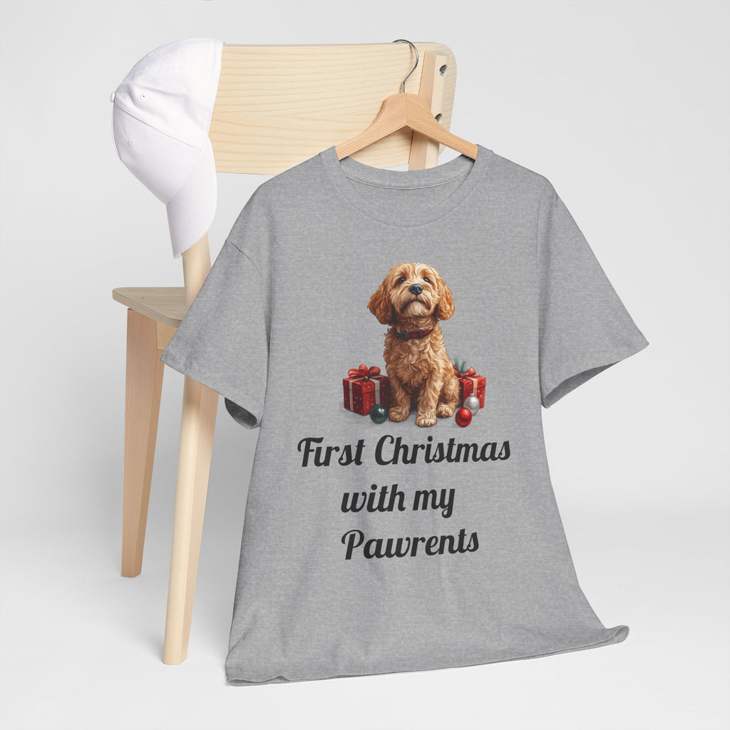 First Christmas with My Pawrents Goldendoodle Puppy T-Shirt, Gift for Her, Gift for Him, New Puppy Owners