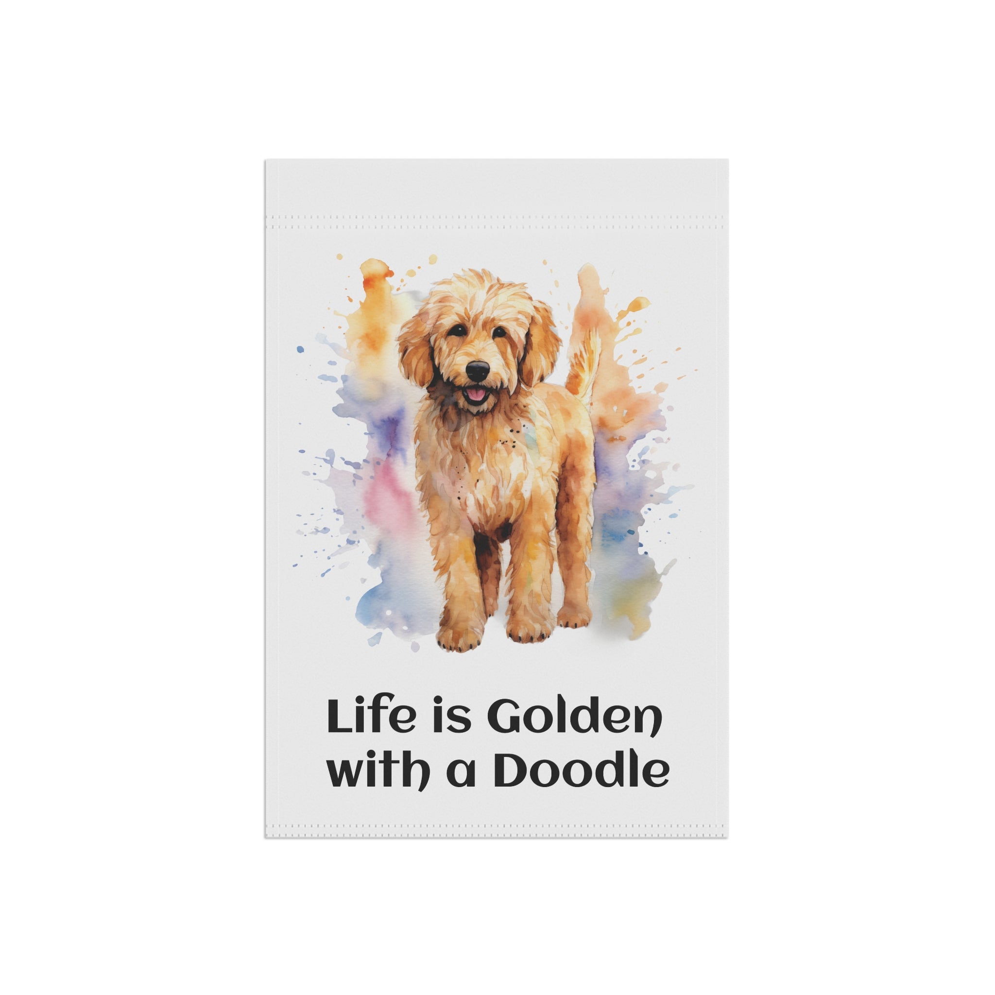 Garden & House Banner — "Life is Golden" Colorful Doodle Banner, 12" × 18" and 24.5" × 32"