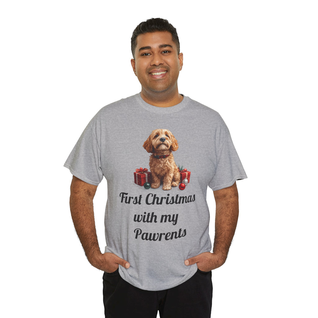 First Christmas with My Pawrents Goldendoodle Puppy T-Shirt, Gift for Her, Gift for Him, New Puppy Owners