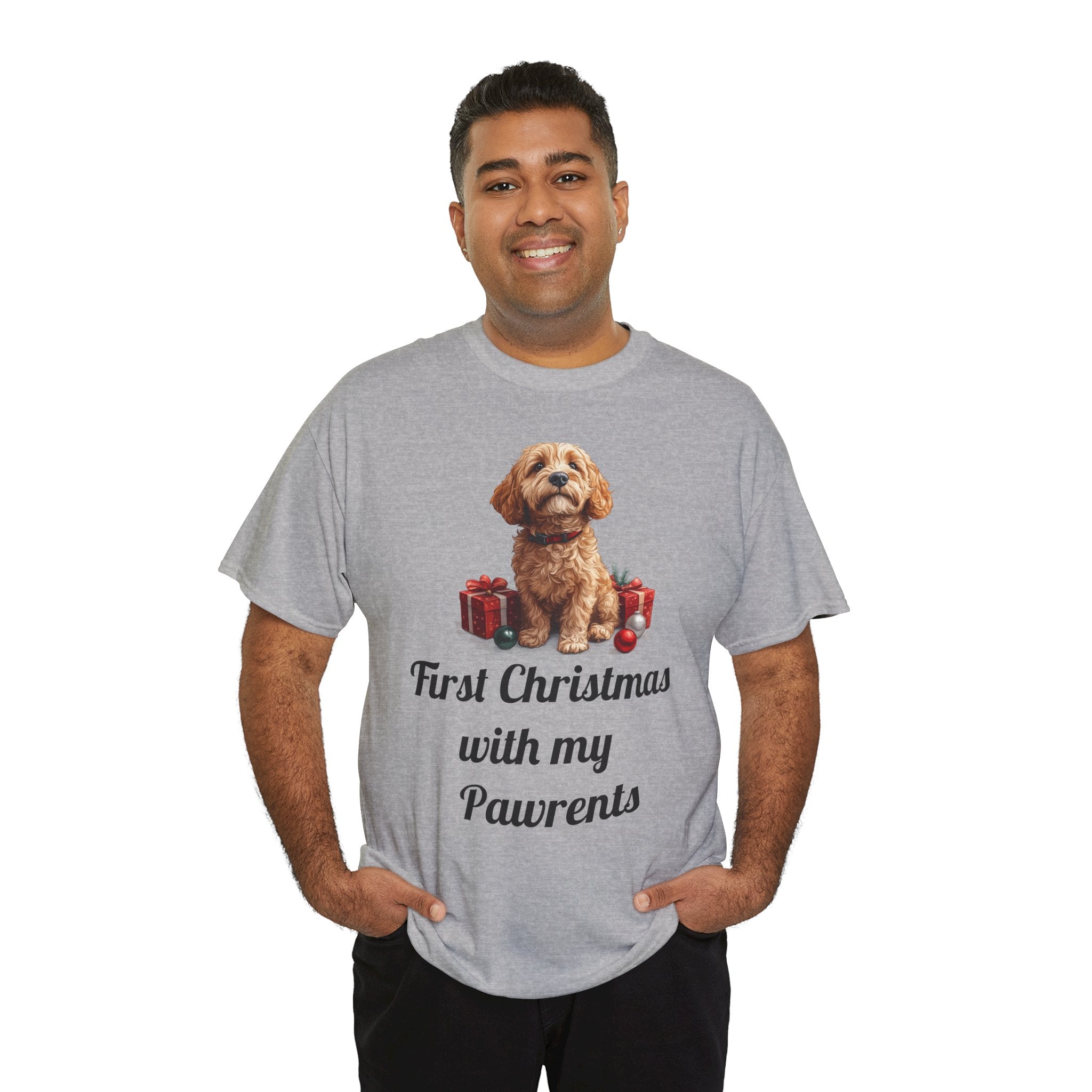 First Christmas with My Pawrents Goldendoodle Puppy T-Shirt, Gift for Her, Gift for Him, New Puppy Owners