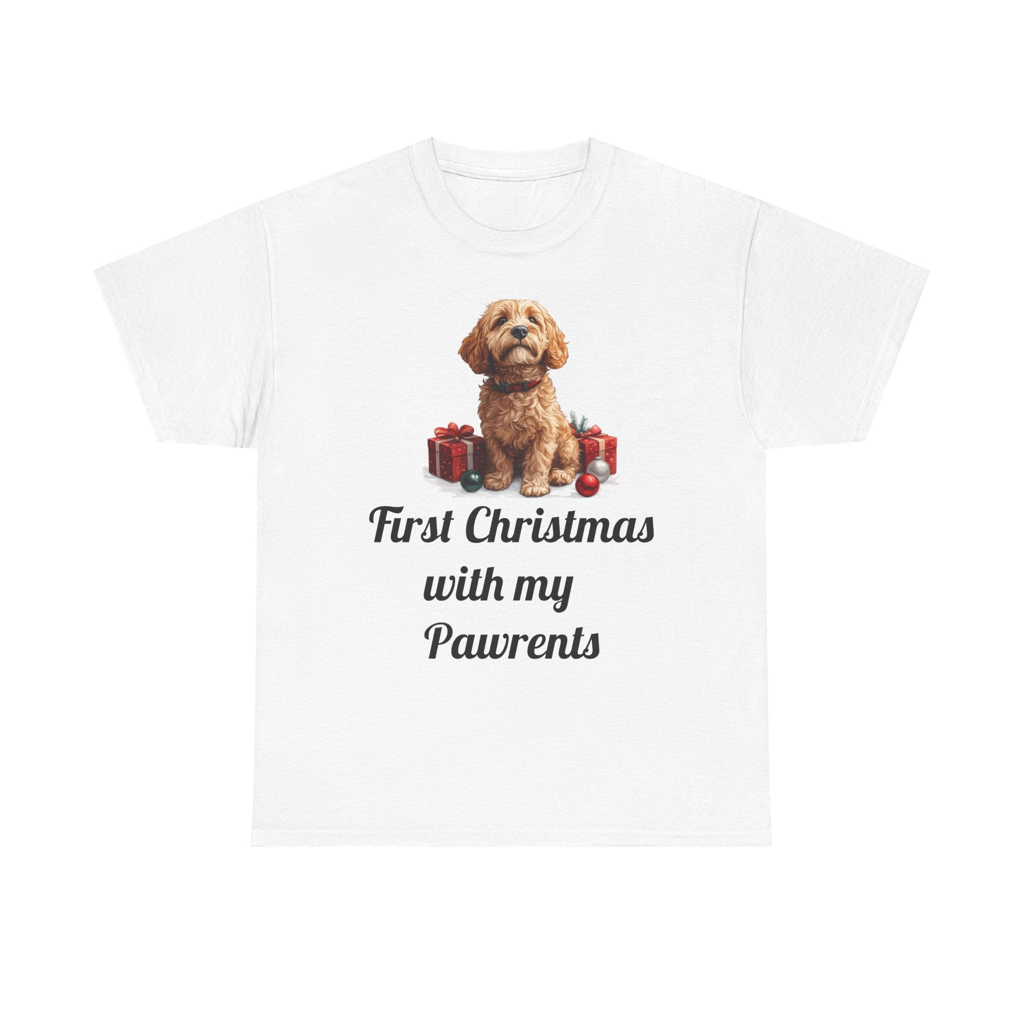 First Christmas with My Pawrents Goldendoodle Puppy T-Shirt, Gift for Her, Gift for Him, New Puppy Owners