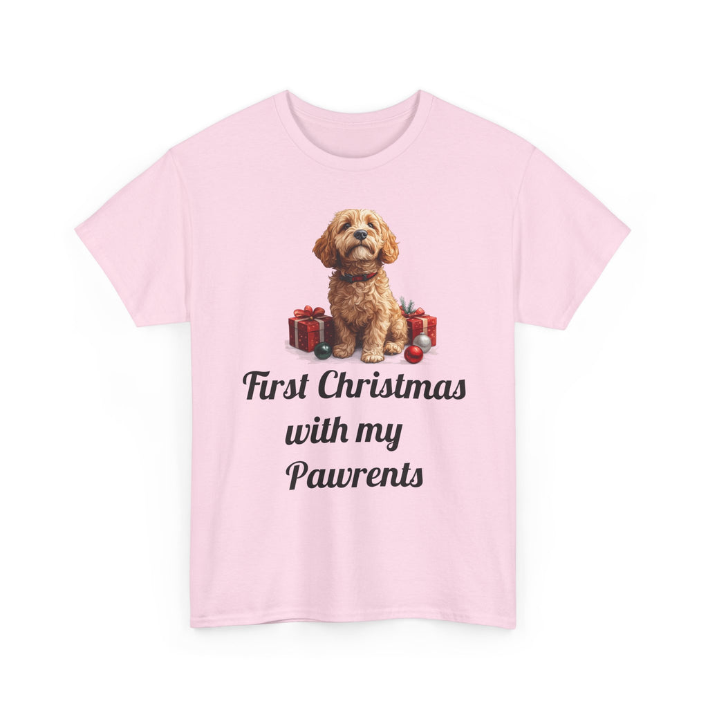 First Christmas with My Pawrents Goldendoodle Puppy T-Shirt, Gift for Her, Gift for Him, New Puppy Owners