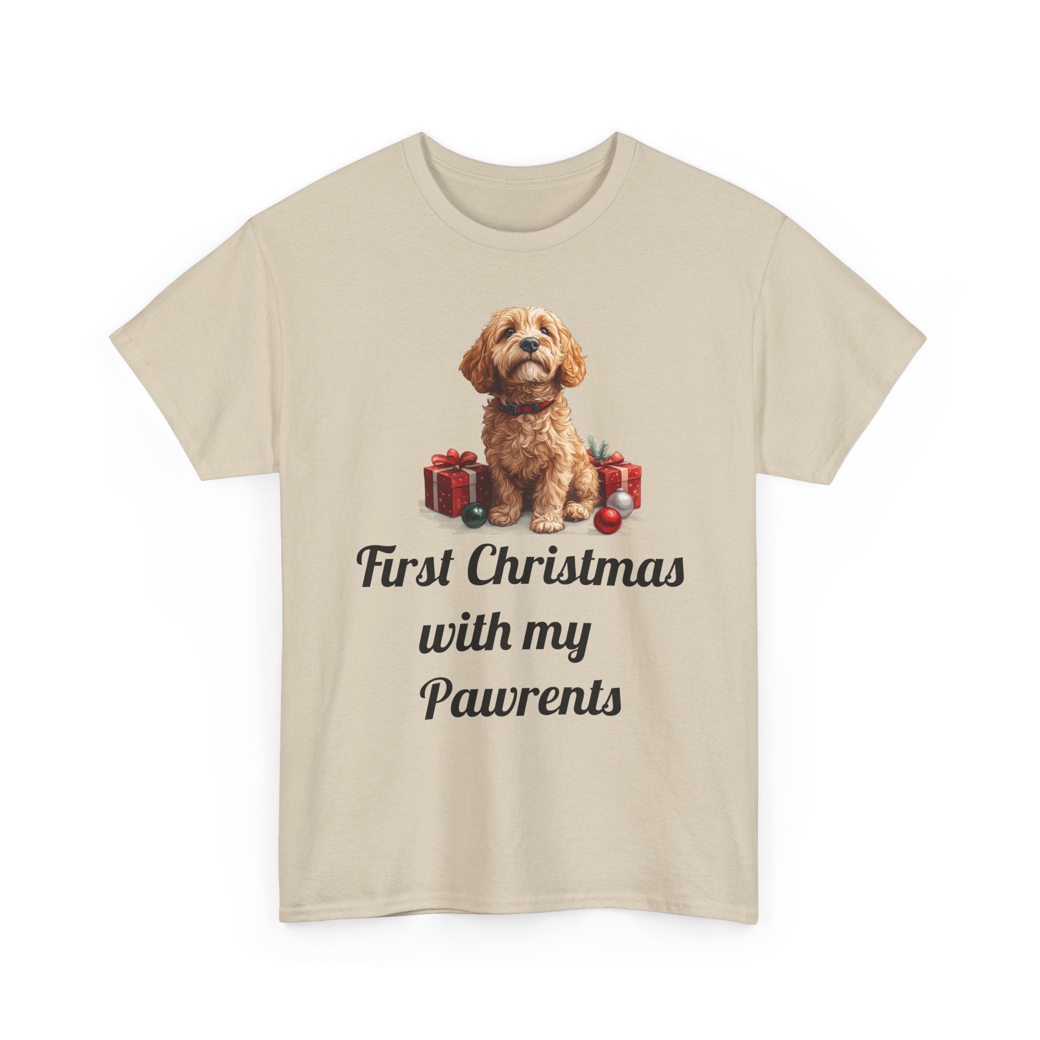 First Christmas with My Pawrents Goldendoodle Puppy T-Shirt, Gift for Her, Gift for Him, New Puppy Owners