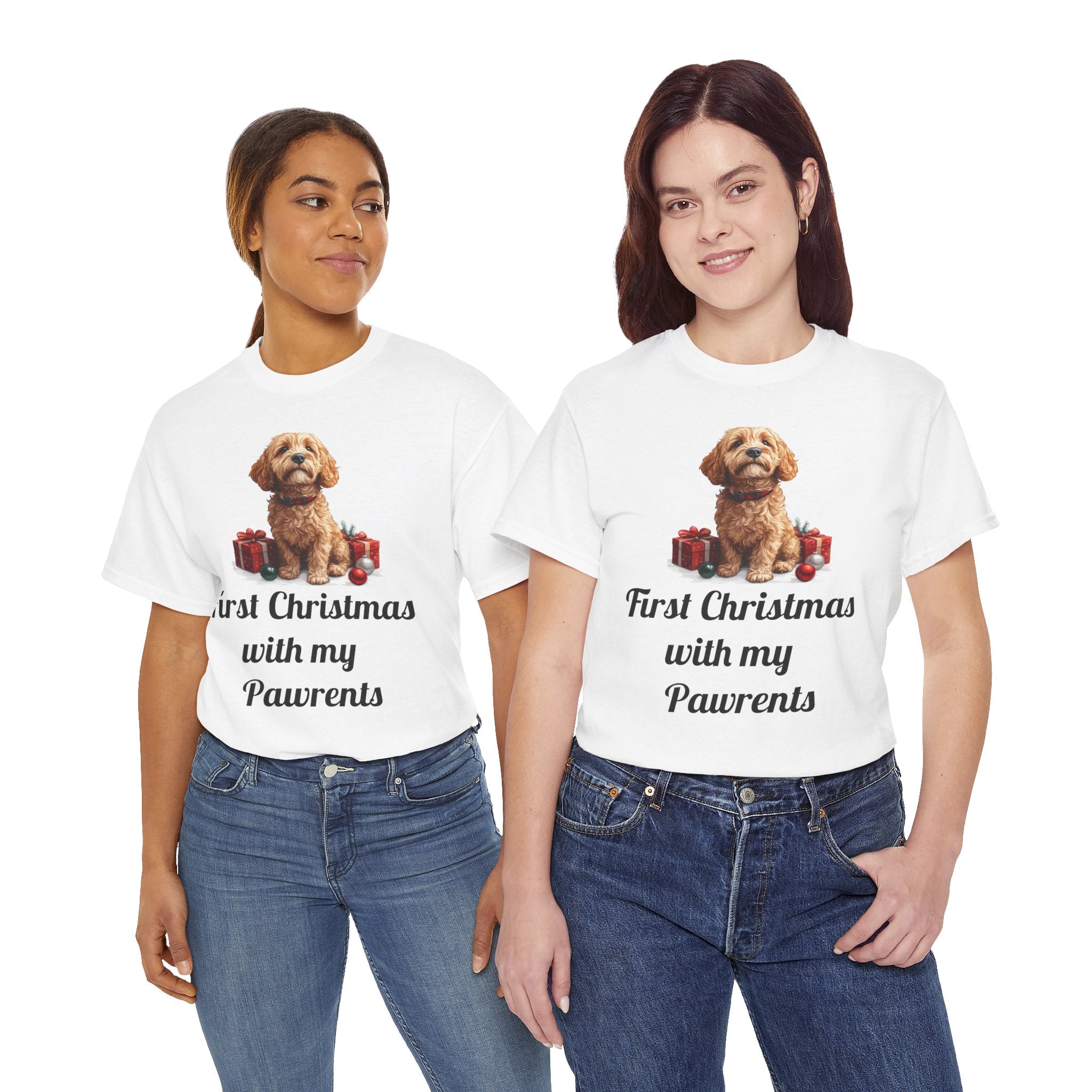 First Christmas with My Pawrents Goldendoodle Puppy T-Shirt, Gift for Her, Gift for Him, New Puppy Owners