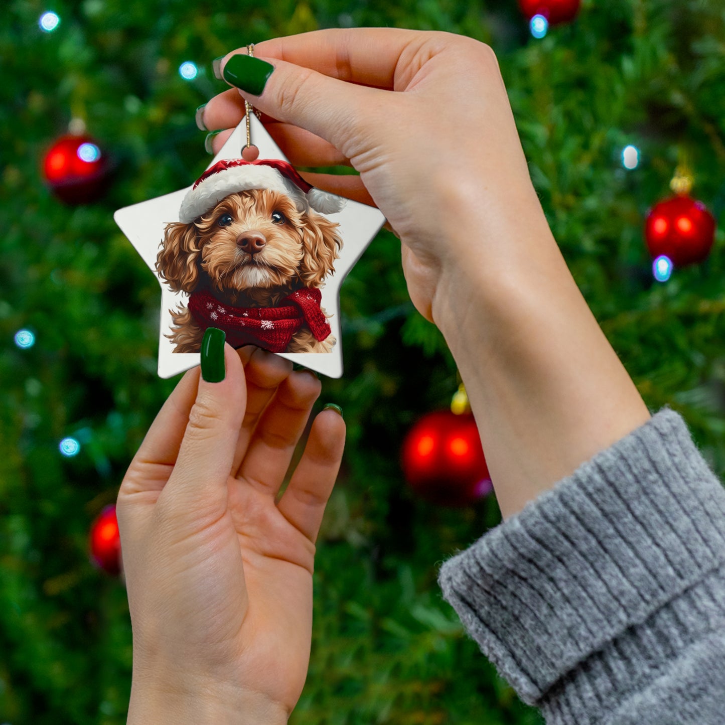 Personalized Christmas Ceramic Ornament Featuring Your Doodle - Festive Pet Decor & Perfect Holiday Gift for New Doodle Owners