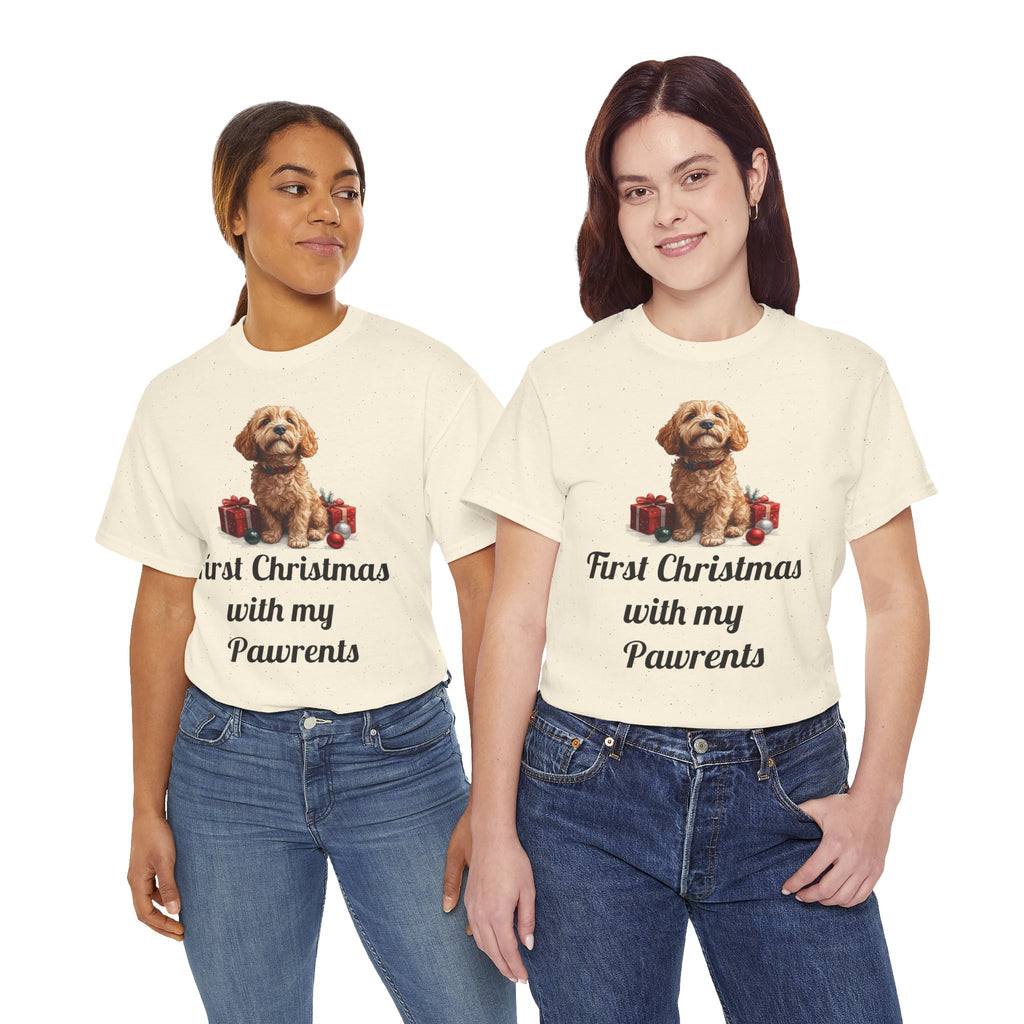 First Christmas with My Pawrents Goldendoodle Puppy T-Shirt, Gift for Her, Gift for Him, New Puppy Owners