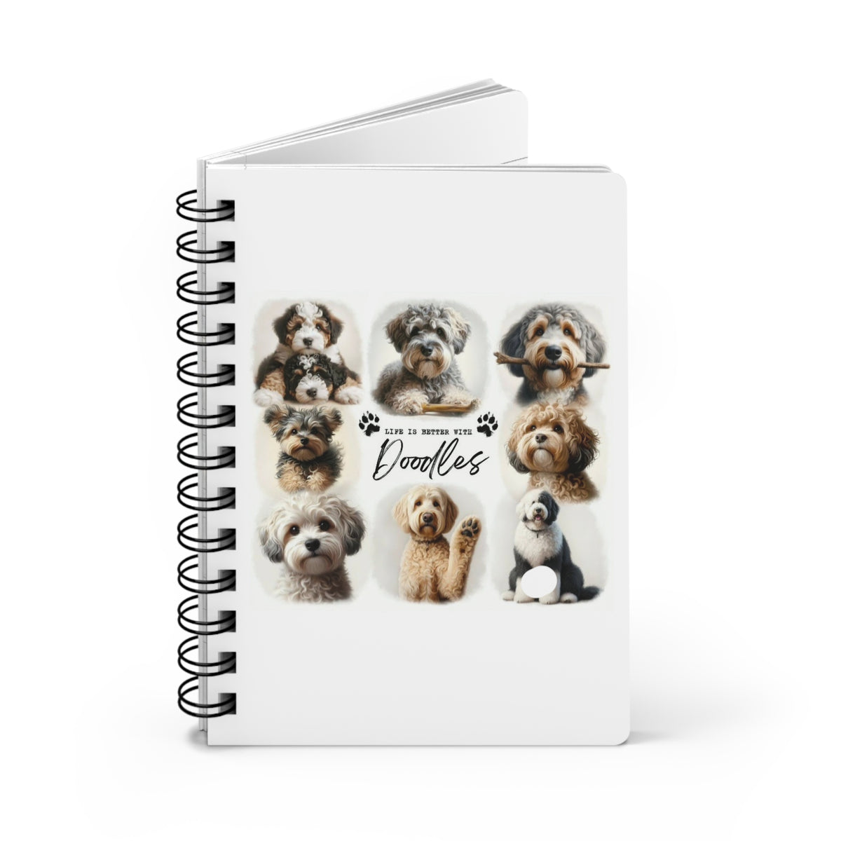 Doodles Spiral Notebook — 'Life Is Better With Doodles' Cute Dog Journal
