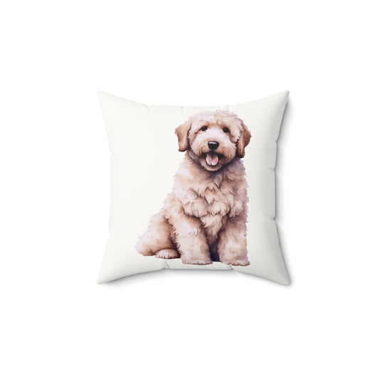 Adorable  Goldendoodle Dog Pillow – Faux Suede Square Cushion for Doodle Owners Lovers, Home Decor