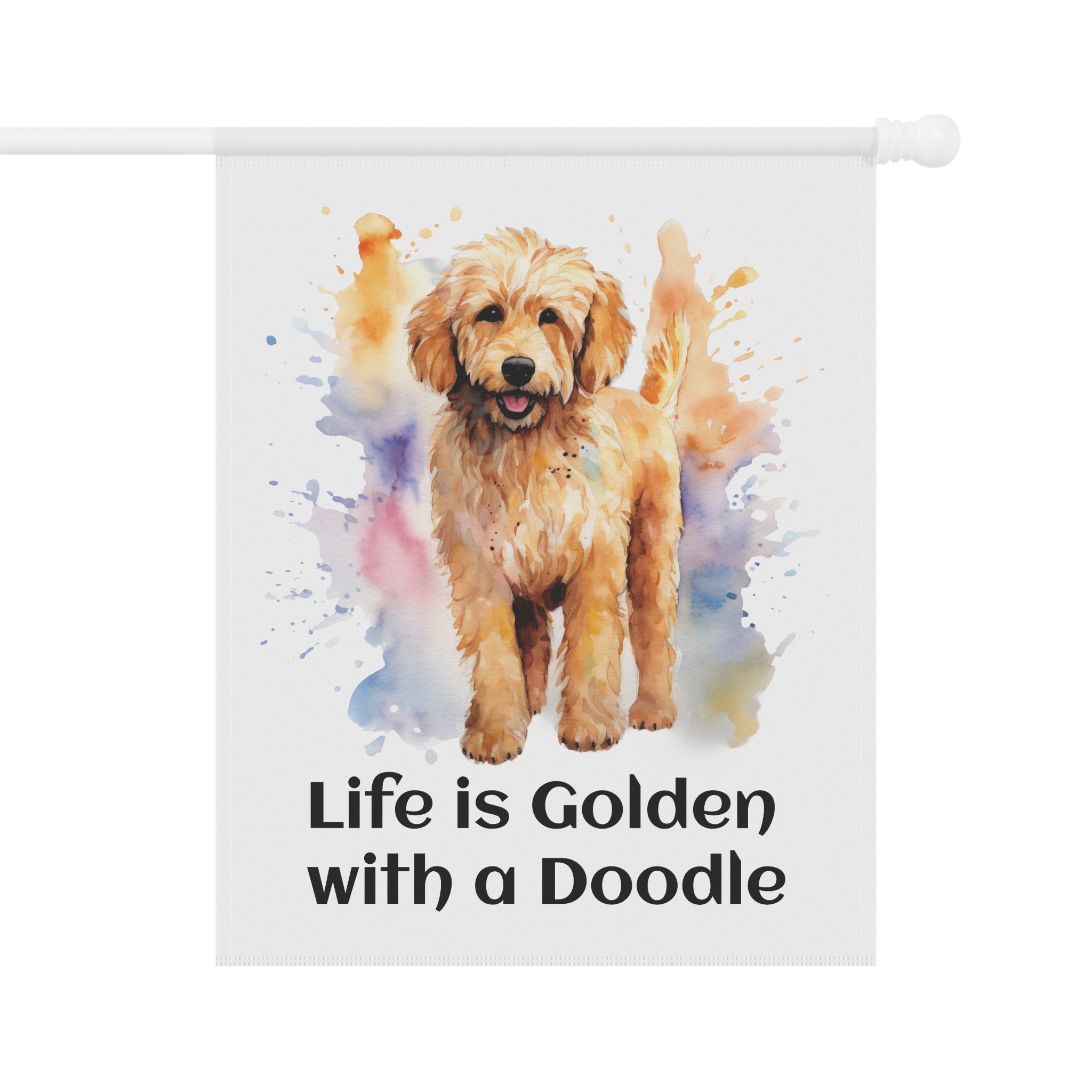 Garden & House Banner — "Life is Golden" Colorful Doodle Banner, 12" × 18" and 24.5" × 32"