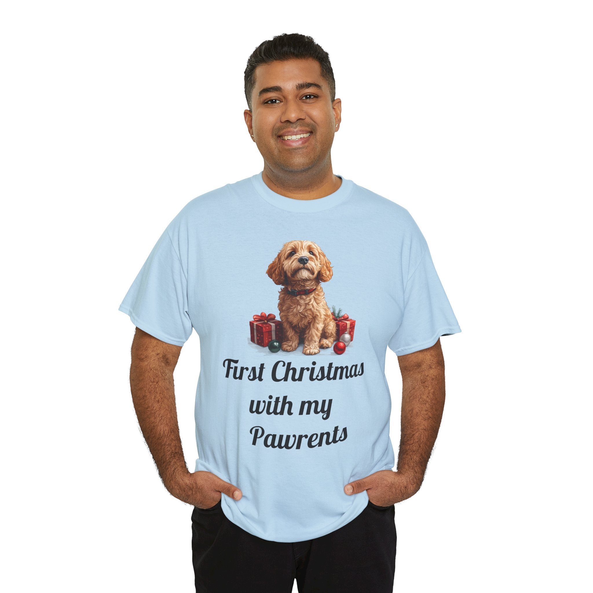 First Christmas with My Pawrents Goldendoodle Puppy T-Shirt, Gift for Her, Gift for Him, New Puppy Owners