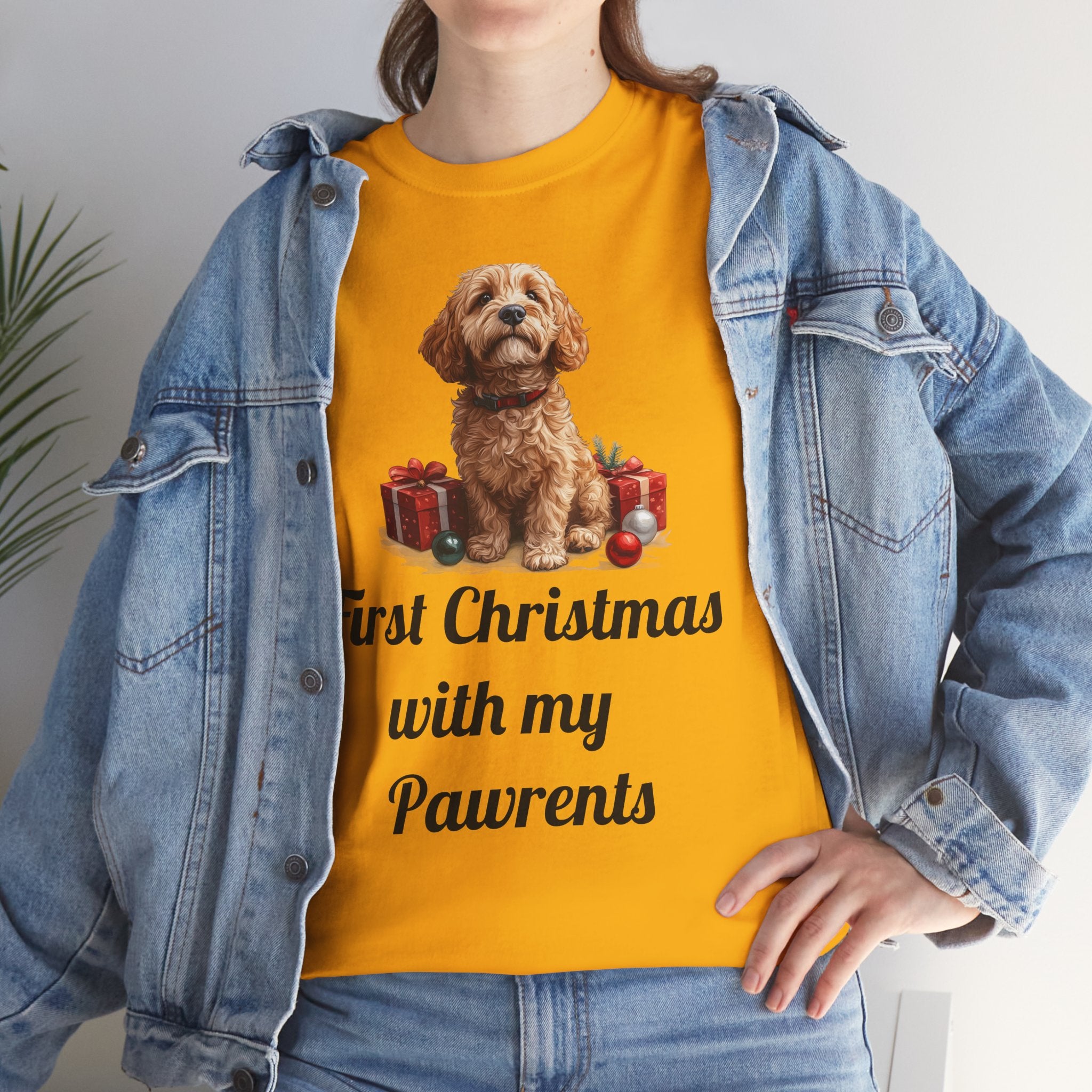 First Christmas with My Pawrents Goldendoodle Puppy T-Shirt, Gift for Her, Gift for Him, New Puppy Owners